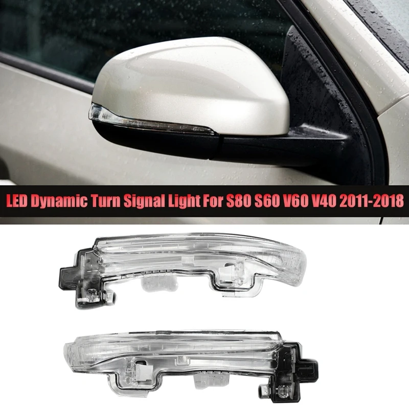 

Pair Side Door Wing Rearview Mirror LED Dynamic Turn Signal Light Blue+Yellow Color for VOLVO S80 S60 V60 V40 2011-2018