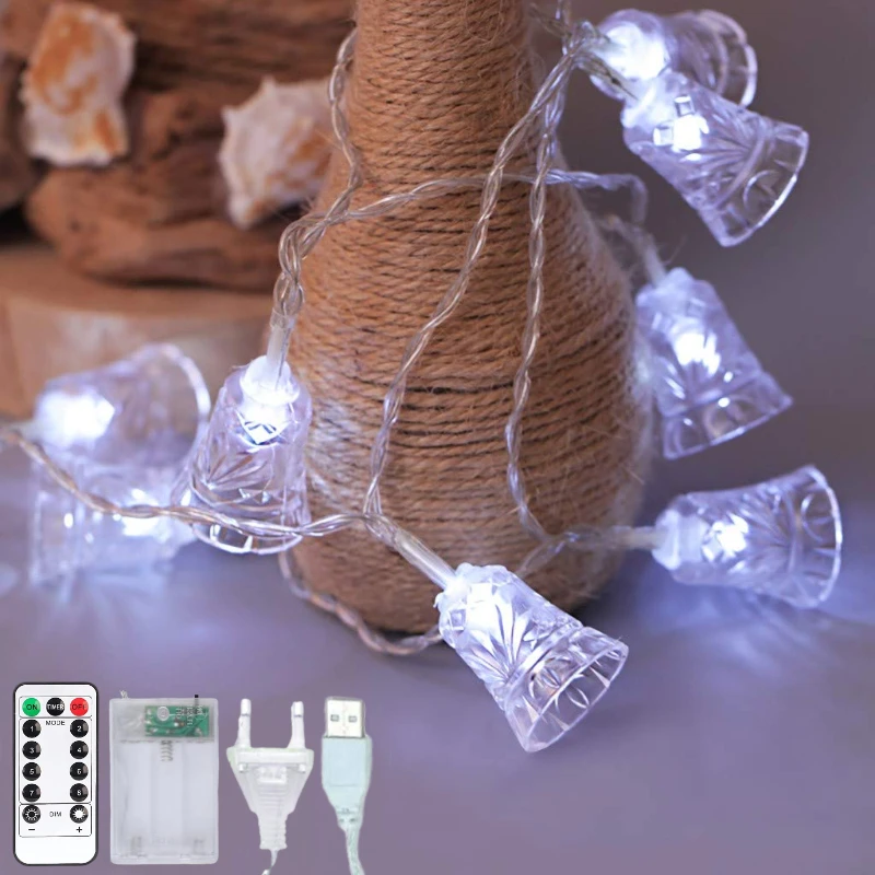 

Led Bells Light String Christmas Halloween Garland Night Lamp Fairy Garden Wedding Holiday Party Children Bedroom Decor Lighting