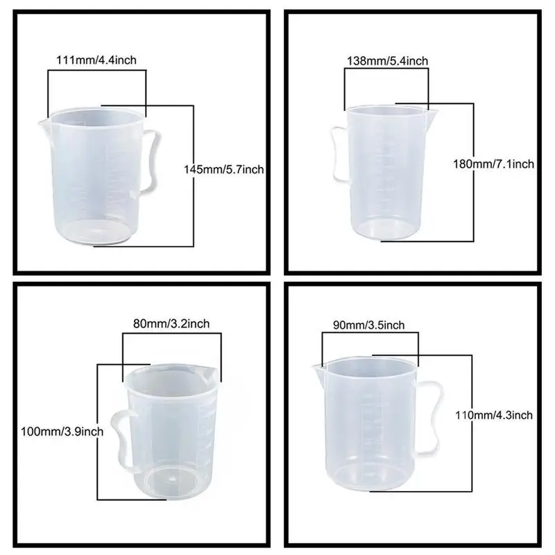 

250ml /500ml/1000ml/2000ml Clear Plastic Graduated Container Measure For Baking J3S4 Measuring Beaker Liquid JugCup Cup Q1R2
