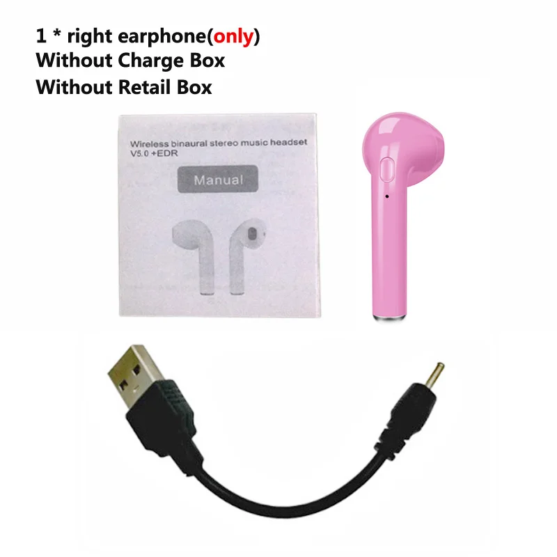 only 1 Rose No Box TWS i7S беспроводные наушники-вкладыши Bluetooth V5.0 гарнитура музыкальные наушники-вкладыши с зарядкой для iPhone Xiaomi всех смартфонов - Цвет: only 1 Rose No Box
