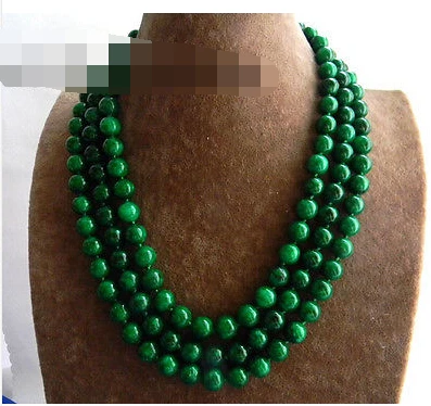 

3Strands 17'' 10mm Round Malachite Necklace