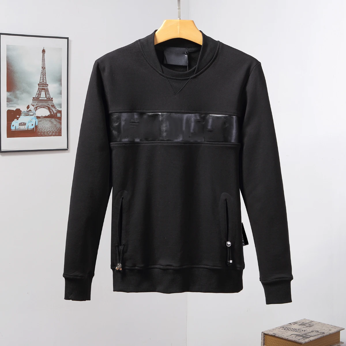 

Sweater men's long-sleeved metal letters embroidered leather Plein Plan European fashion trend round neck pullover pp a&w