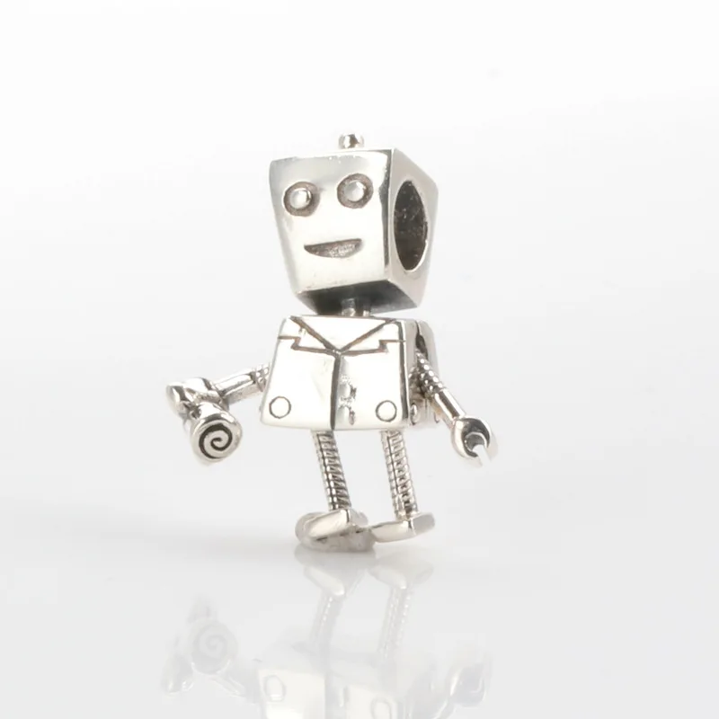 

Amas S925 Sterling Silver Fun Robot Rob Robot Beaded Fit Original Bracelet Pendant DIY Jewelry Charms Gift