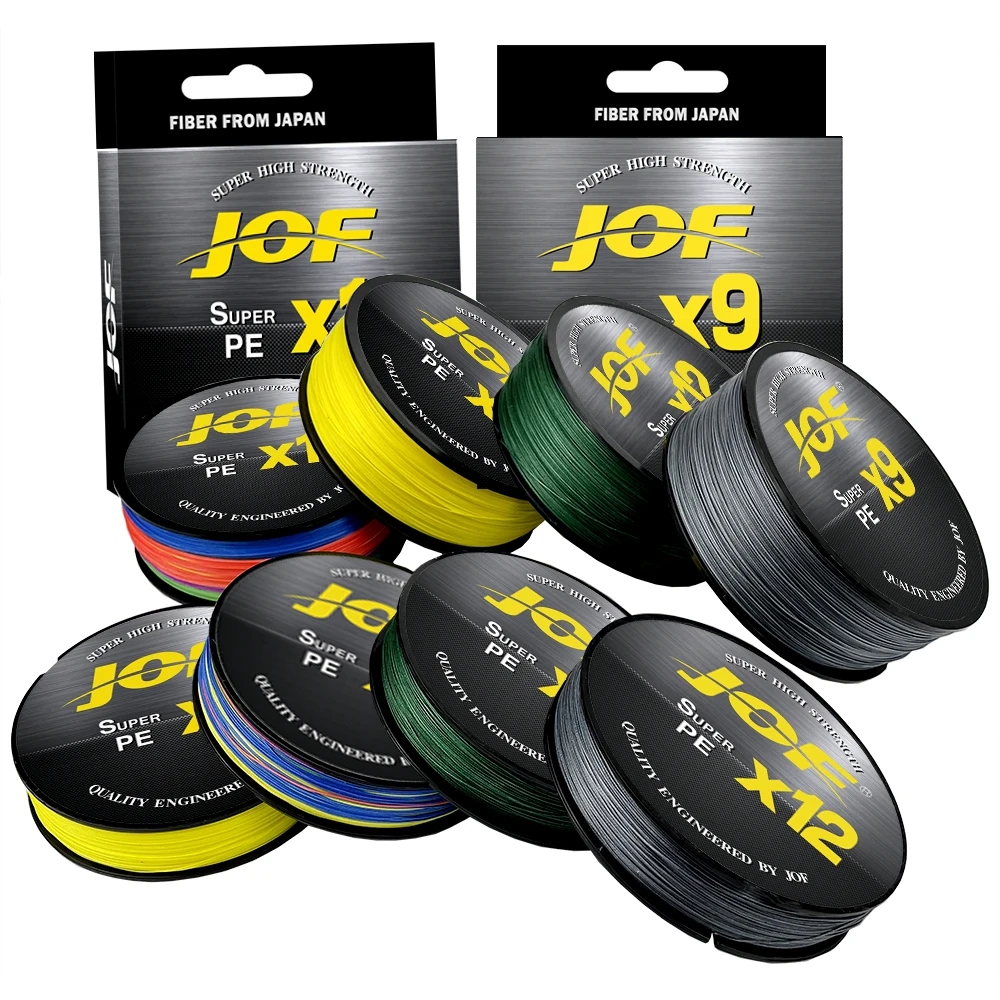 JOF 9/12 Strands 500M 300M 100M PE Braided Fishing Line tresse peche Saltwater Fishing Weave Multifilament 9/12 Threads