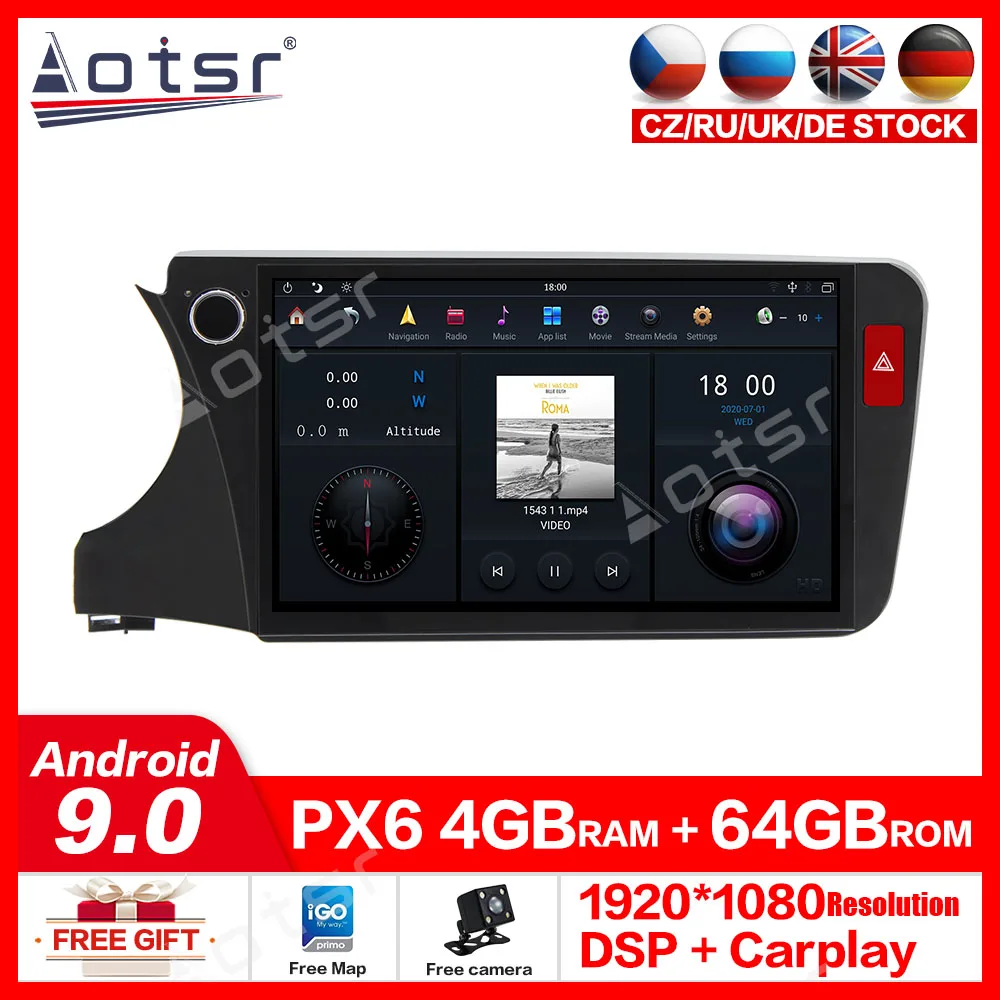 

11.8" MAX-PAD Android 9.0 4+64G IPS Car Multimedia player For Honda City 2015-2020 Car GPS Navigation Headunit Auto Radio Stereo