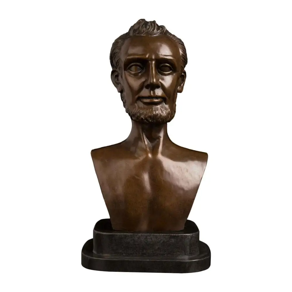 

ArtsHom DS-664 Famous Lin coln President Sculpture Bronze Man Bust Bronze Statue Figurine Souvenirs Collectibles Decoration