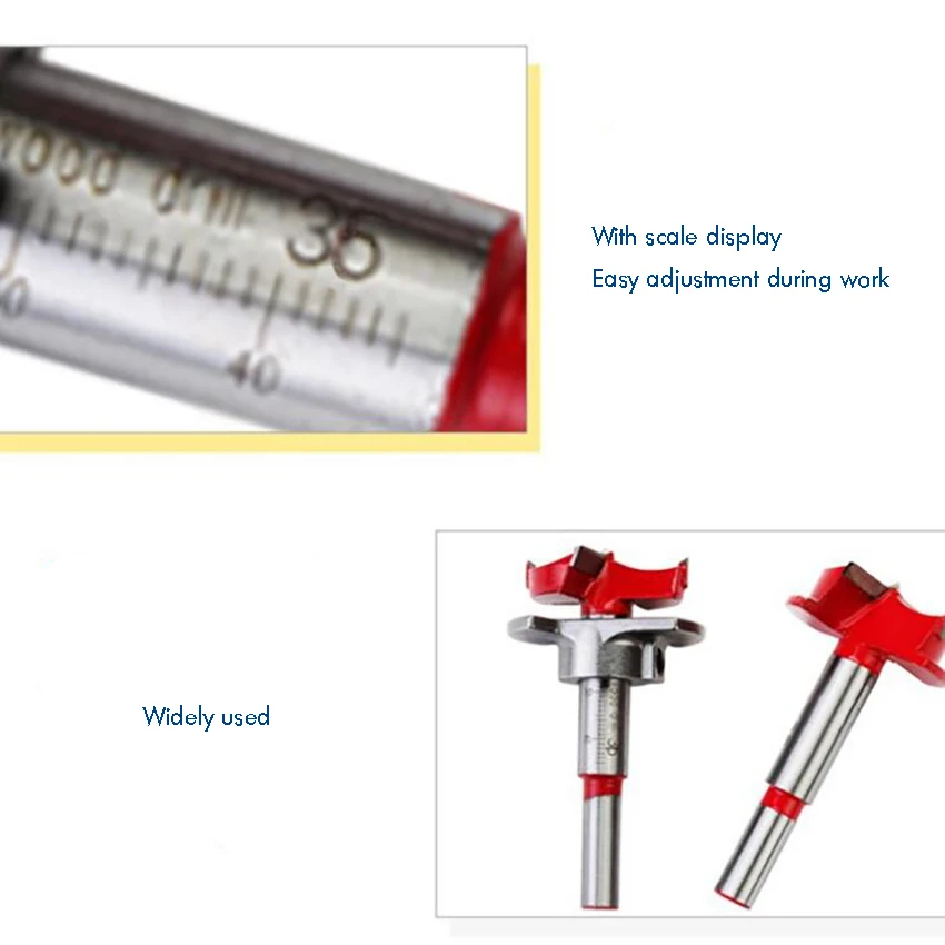 

1 Set 35mm Carbide Woodworking Hole Opener Cabinet Hinge Hole Opener Woodworking Positioning Bit Adjustable Hole Opener