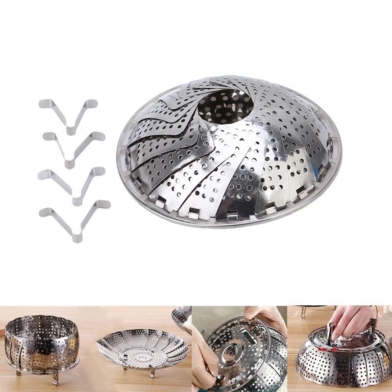 

Stainless Steel Lotus Steaming Tray Multi-Function Changeable Fruit Tray Retractable Folding Magic Steamer Tray Steaming Rack