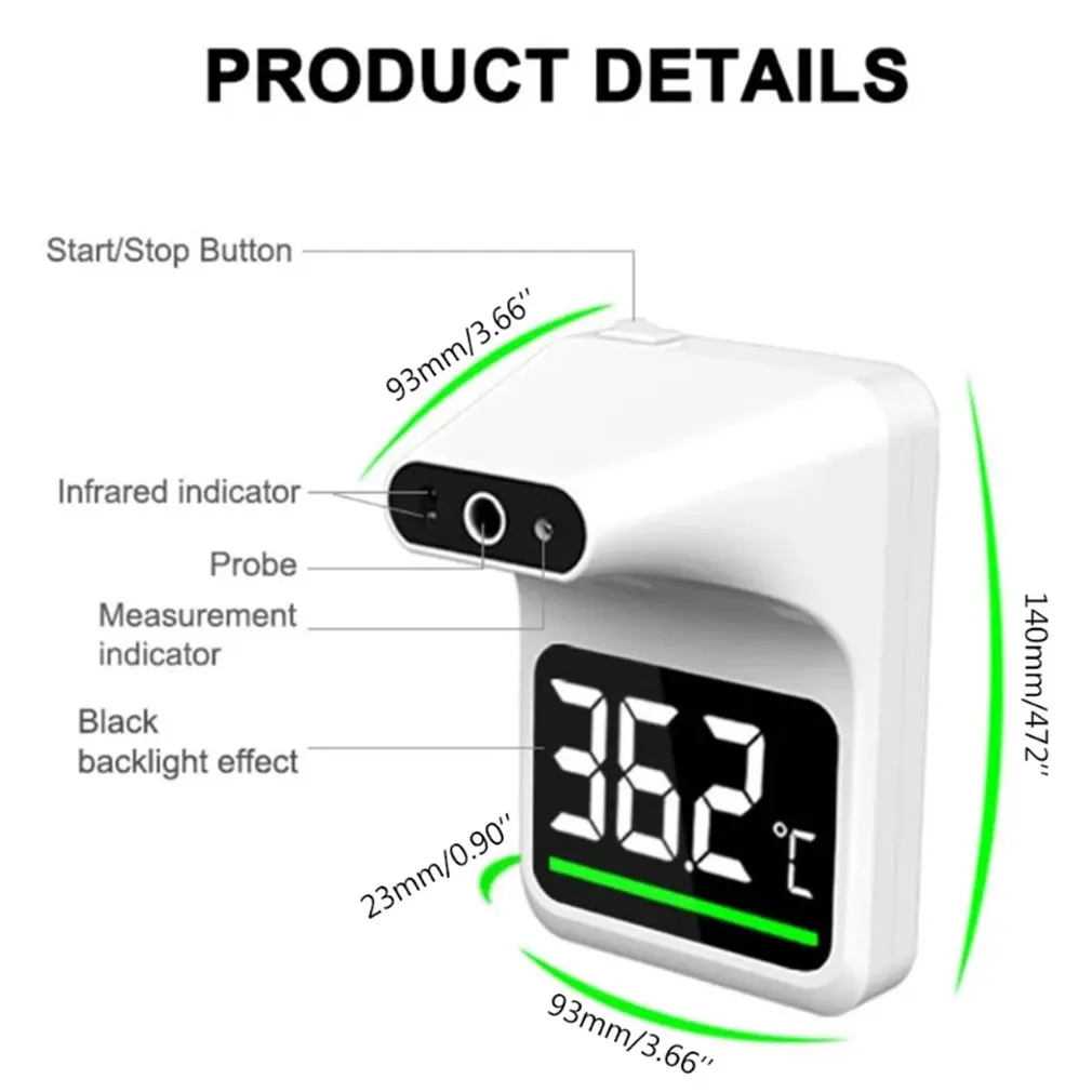 

Digital Thermometer Senor Gun Non-contact Infrared Forehead Thermometer Wall Mount Self-service Automatic Temperature Alarm