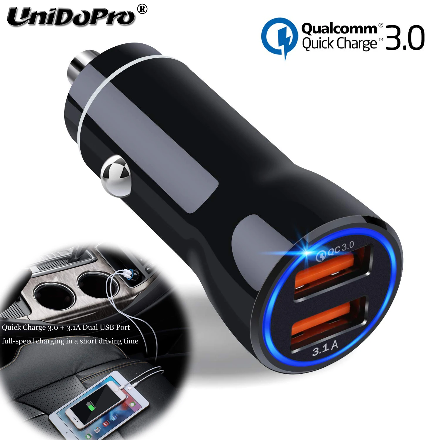 Зарядное устройство для автомобиля с двумя портами USB быстрой зарядки 3 0