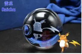 Raichu Хуэй юань 3D Хрустальный шар светодиодный светильник для серии Покемон Eevee/Gardevoir/Raichu 5 см Настольный декоративный светильник стеклянный шар HY-667 - Цвет: Raichu