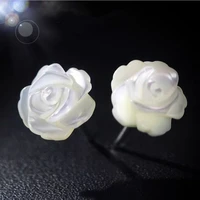 30 silver plated fashion shell pearl flower ladies stud earrings jewelry women birthday gift drop shipping cheap