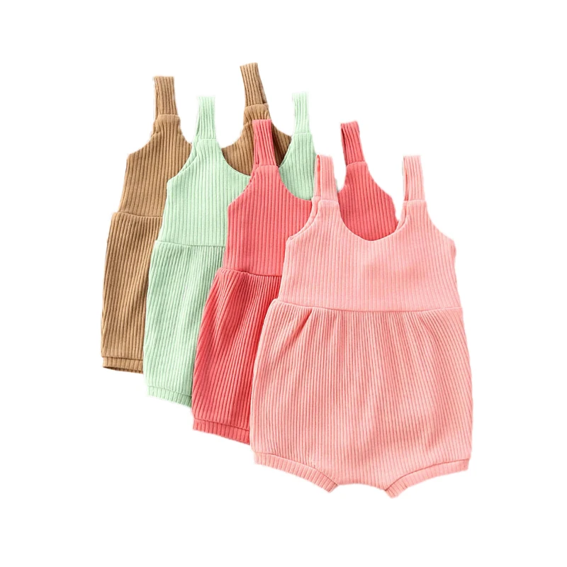 2020 летняя одежда для малышей Детский комбинезон без рукавов на бретельках