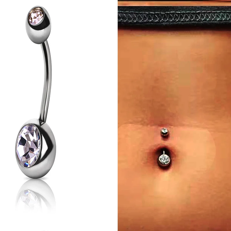 

Crystal 12-color Simple Long Rod Belly Button Ring Barbell Barbell Pendant Body Piercing Belly Ring Men and Women Body Jewelry