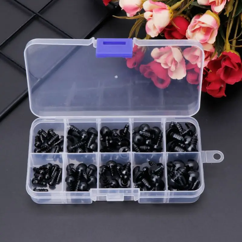 

100pcs 6mm/8mm/9mm/10mm/12mm Plastic Safety Eyes For Bear Stuffed Toys Animal Puppet Dolls Craft DIY Accessories With Washers