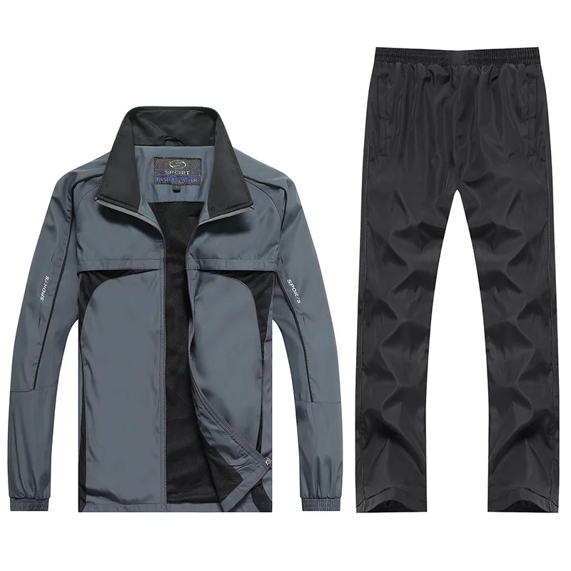 

Outdoor Running Men sports suit men's two-piece spring autumn sportswear Tracksuits stand collar long-sleeved jacket pants Sets