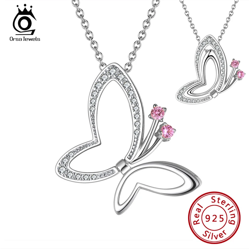 ORSA JEWELS Летающая бабочка 2 способа носить женское ожерелье с подвеской для девочки