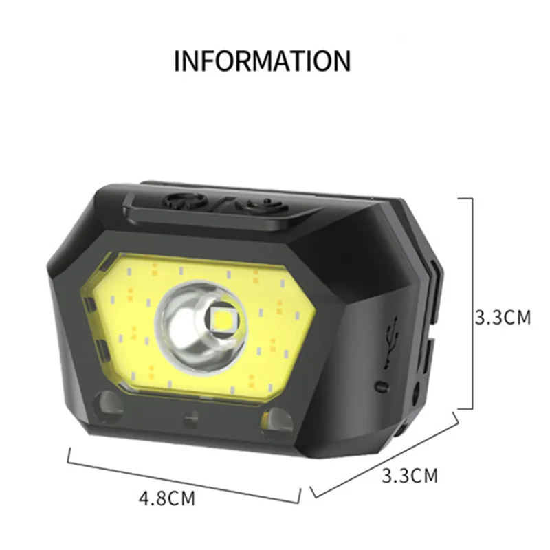 

Floodlight induction head lamp led rechargeable light ultra bright work mechanics night fishing holder type COB flashlight