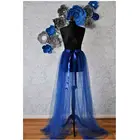 Женская фатиновая юбка с запахом, Королевский синий цвет, реальное изображение, Прозрачная Сексуальная юбка, Длинная женская фатиновая юбка