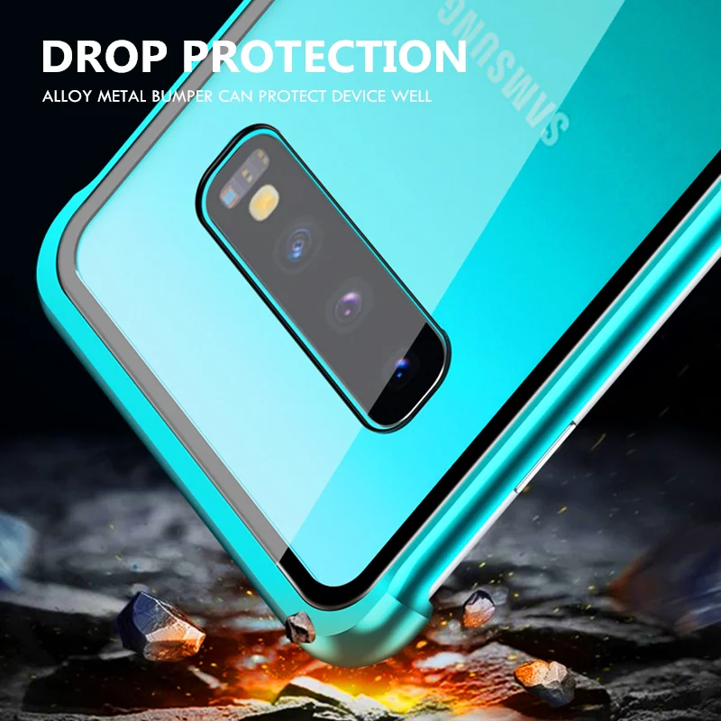 Металлический бампер OMEVE для Samsung S10 Plus прозрачный чехол из закаленного стекла Galaxy