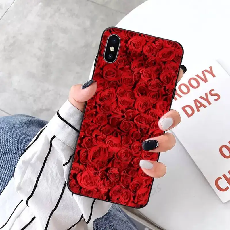 

Red rose beautiful flower luxury brand design Phone Case cover for iPhone 11 12 pro XS MAX 8 7 6 6S Plus X 5S SE 2020 XR