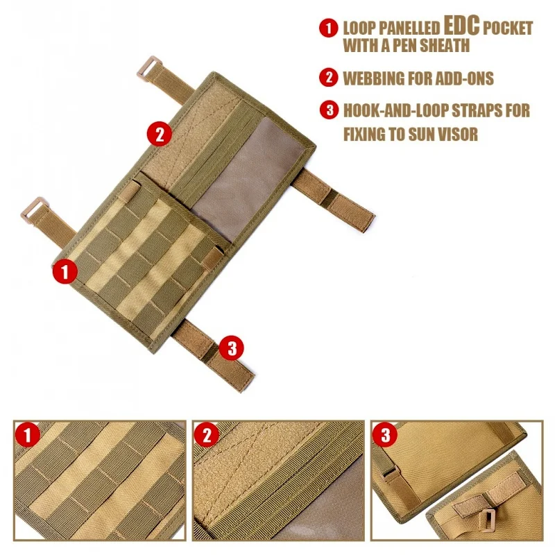 

Tactical Molle Vehicle Visor Panel Auto Accessories Car Truck Sun Visor Organizer CD Storage Bag Holder EDC Tool Belt Pouch