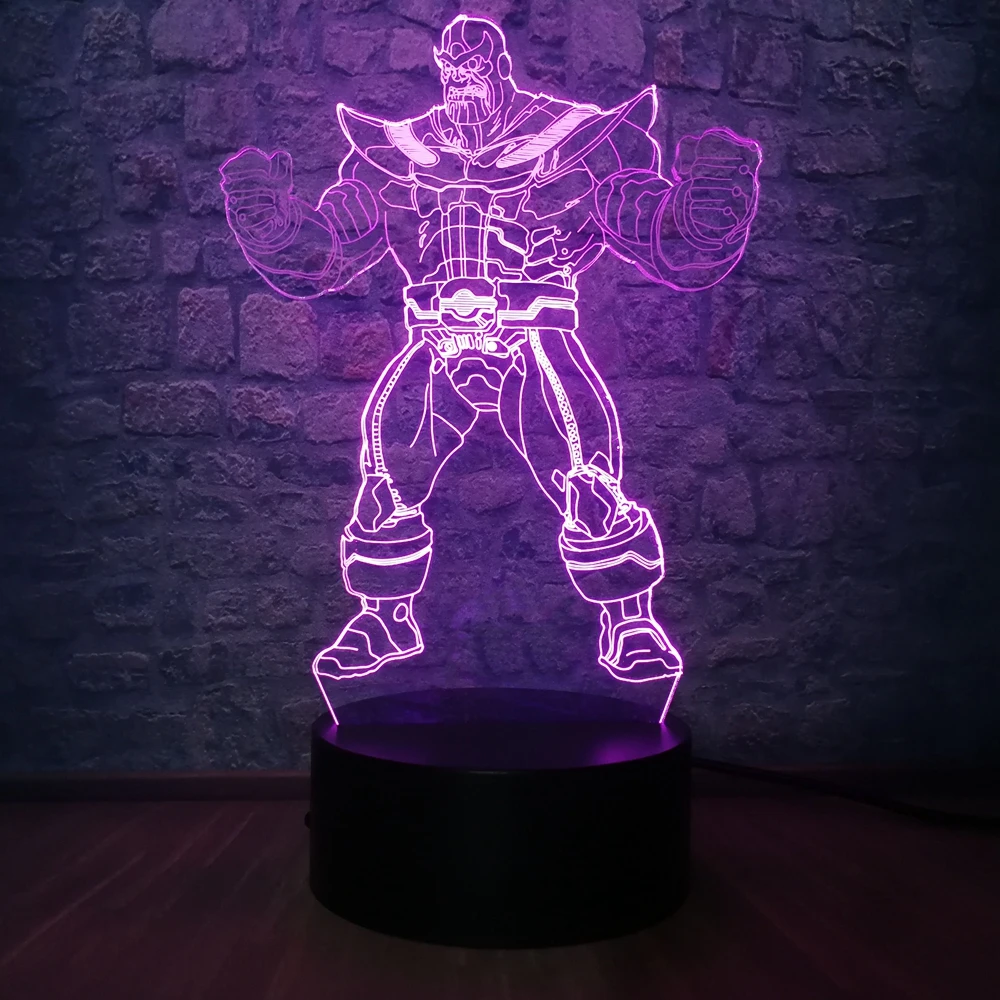 Thanos Marvel Legend Мстители Тор Тано Халк 3D светодиодный светильник на батарейках USB настольная лампа подростковый декор для детской комнаты подарок на день рождения - Испускаемый цвет: Thanos