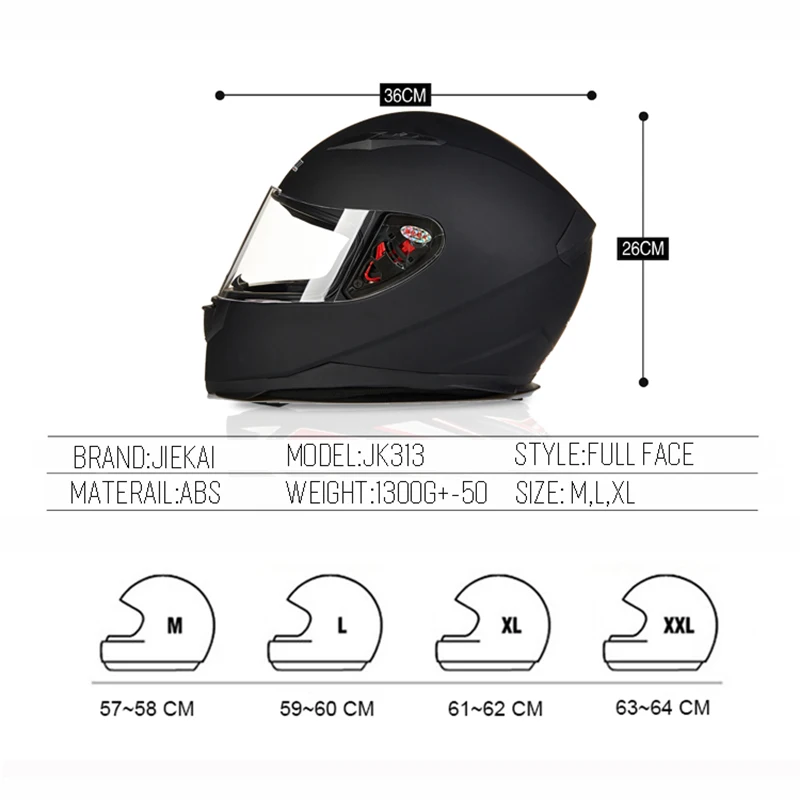 Мотоцикл Jiekai анфас шлем Зимние мужские гонки Классический воротник шлемы Motocicleta