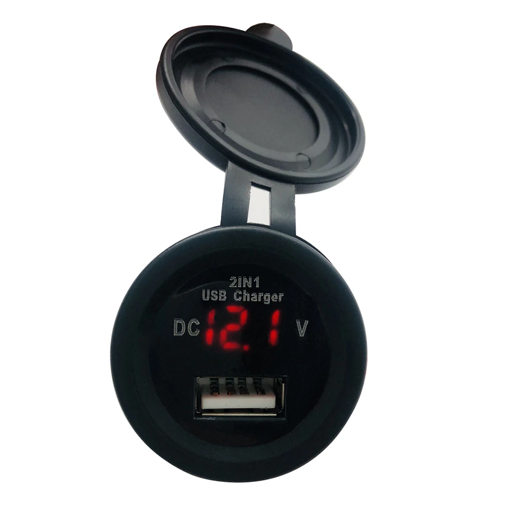 

DC 5V 2.1A USB Port Charger Adapter with Voltmeter for Car Boat Motorcycle
