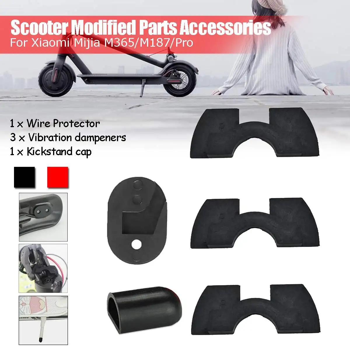 

Tail Light Wire Protector Anti Vibration Shims kick Stand Cap for Xiaomi Mijia M365M187 Pro Scooter Modified Parts Accessories