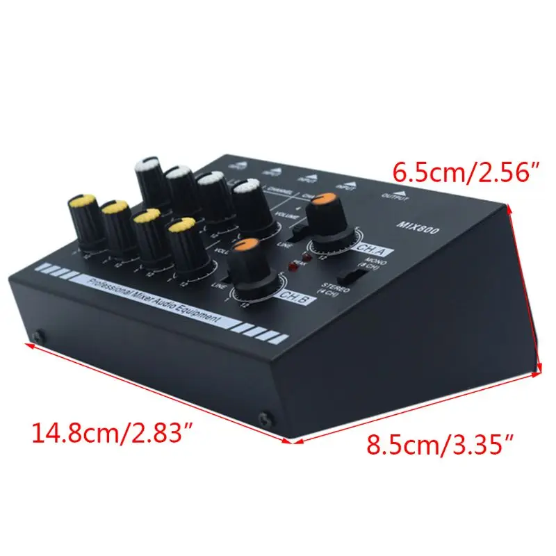 

EU/UK/US Plug MIX800 8-Channels Mini Low Noise Sound Mixer with Power Adapter