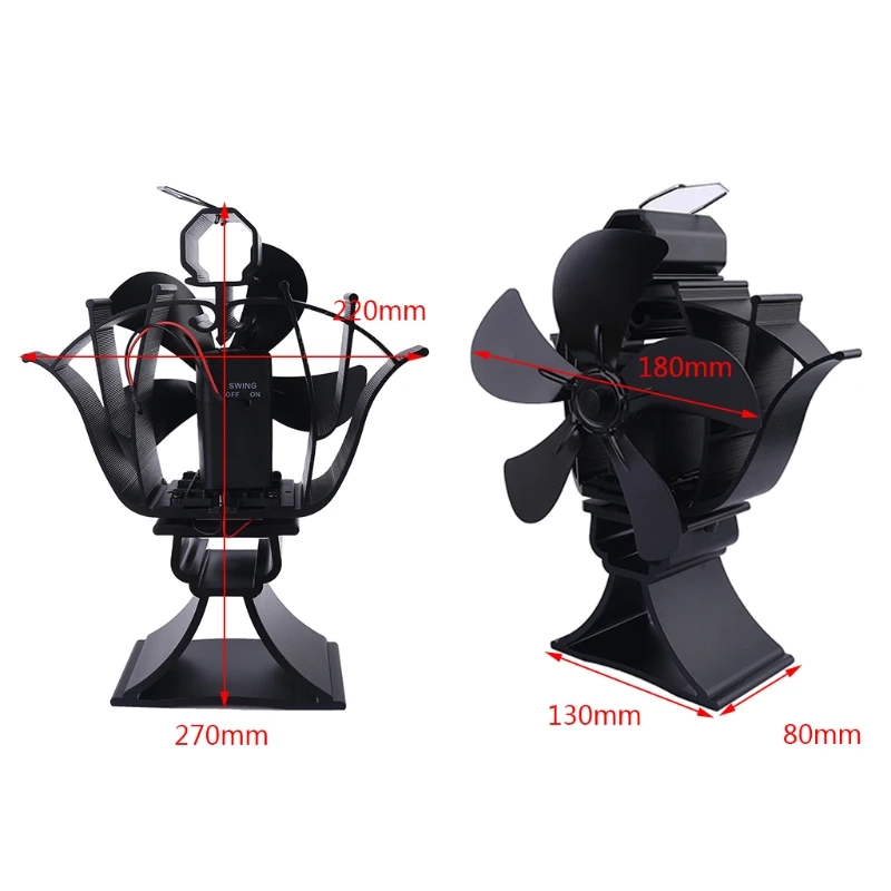 

5 Blades Heat Powered Stove Fireplace Fan for Wood Log Burner Heater Fuel Saving Silent Ecofan Efficient Black