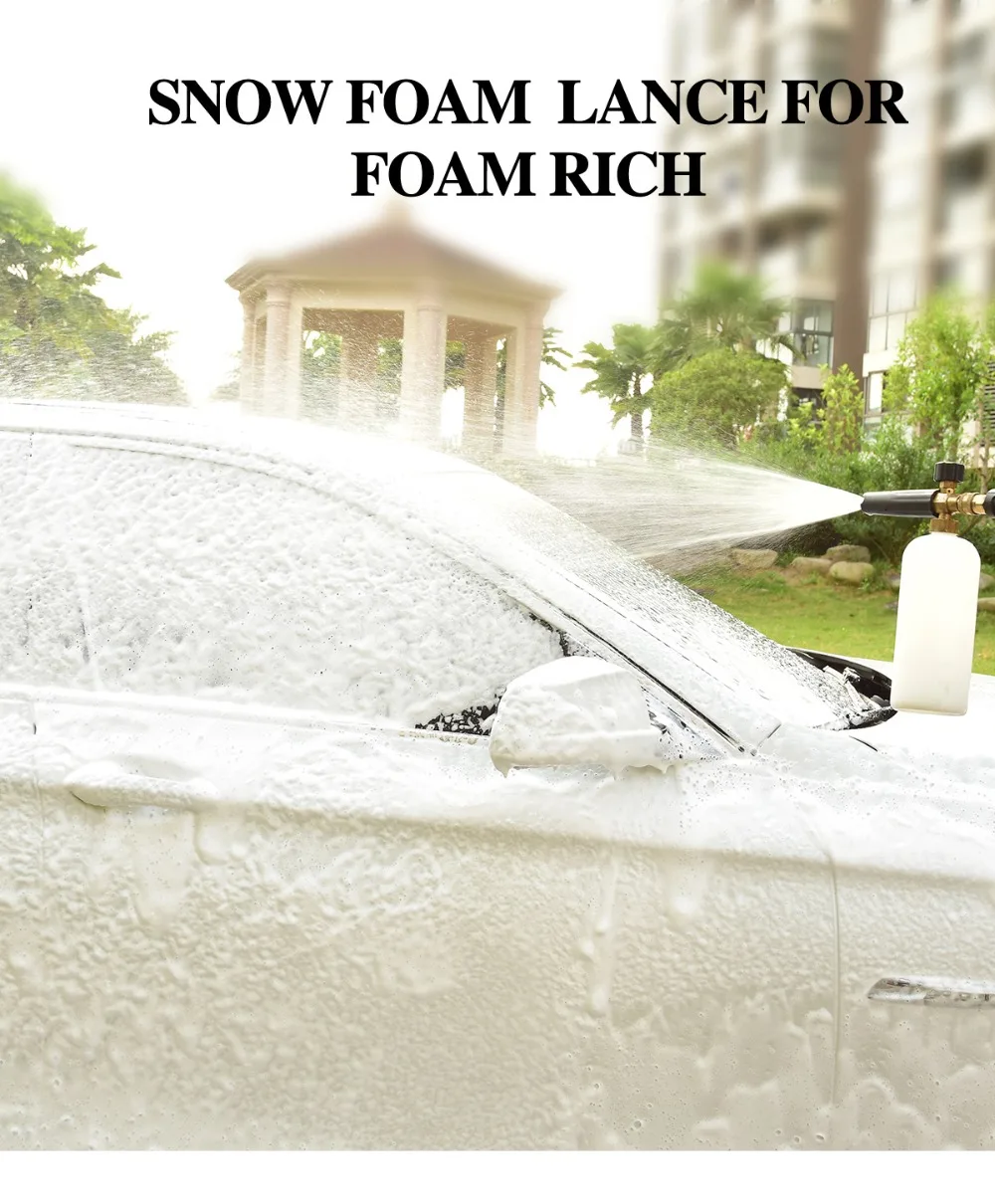 HNYRI Pressure Washer Snow Foam Nozzles Spray Lance for Karcher K2 K3 K4 K5 K6 K7 Professional Car Washing Soap Gun Adapter 1L