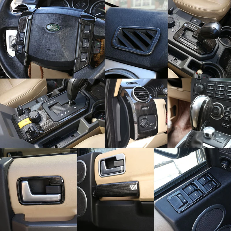 Для Land Rover Discovery 3 LR3 2004-2009 ABS черное дерево зернистая Автомобильная центральная