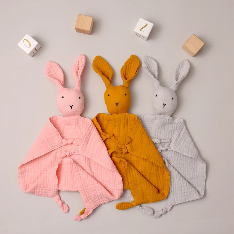

1PC Organic Cotton Gauze Infant Sleeping Doll Saliva Bibs Baby Bunny Rabbit Comforter Towel Soothe Appease Baby Towels Wipes