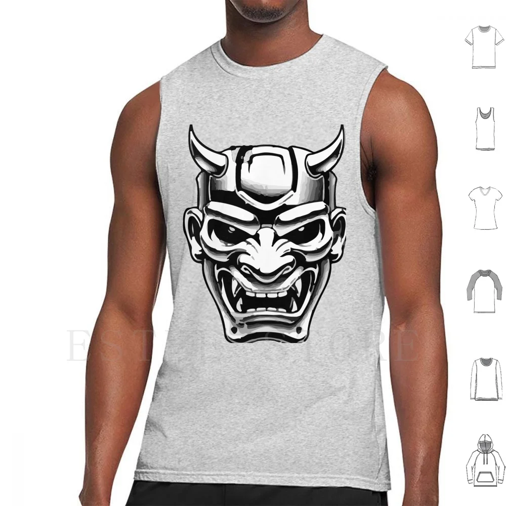 Японская Маска Oni майки жилет без рукавов крутой взрослый Ronin японский монстр