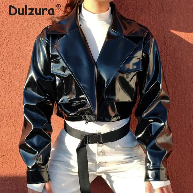 Винтажная укороченная куртка из искусственной кожи в стиле панк пальто для