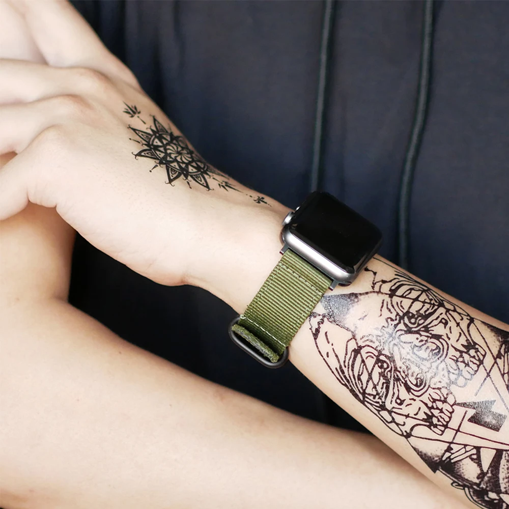 Hot Sell Nylon Watchband for Apple Watch Band Series7SE 6 5 4 Sport Leather Bracelet 41mm  45mm 42mm 44mm 38mm 40mm Strap For iw