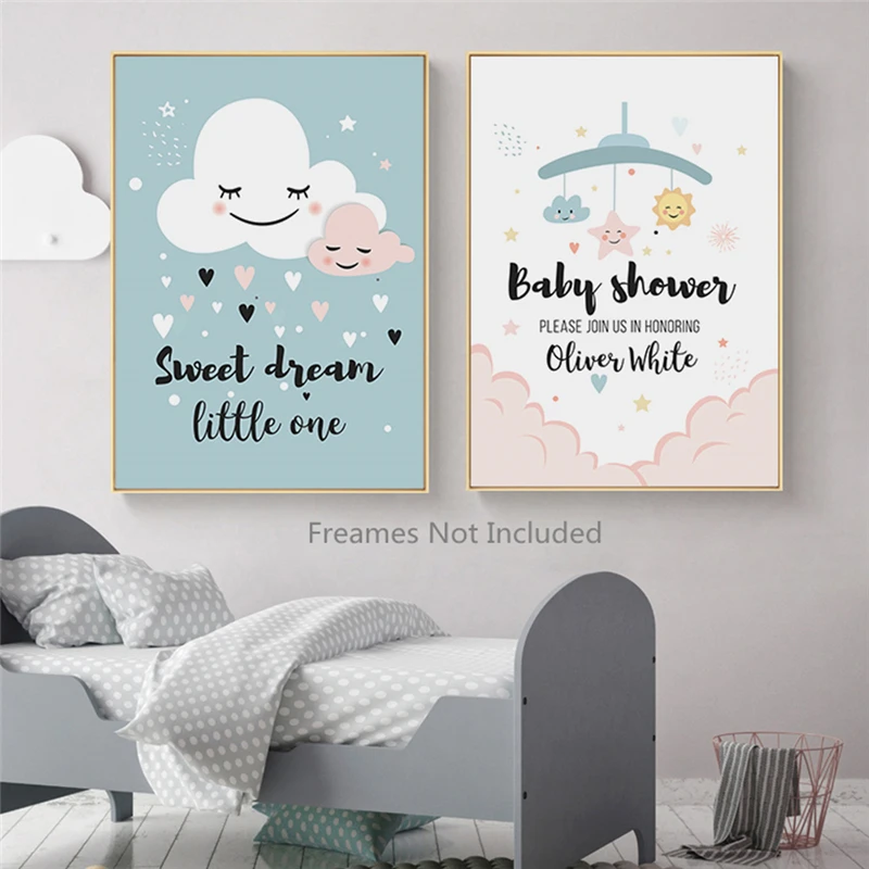 Декор для детской комнаты принт на стену сладкий сон кавайные облака-Пол