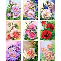 5d diy diamond painting cross stitch chinese rose embroidery mosaic full square round drill wall decor handcraft gift