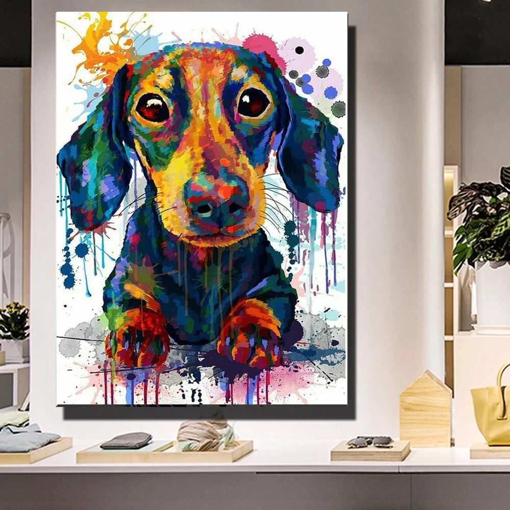 

Dachshund Diamond Painting 5d Diy Rhinestone Full Square/round Mosaic Colorful Dog Animal Pet Diamond Embroidery Home Decoration