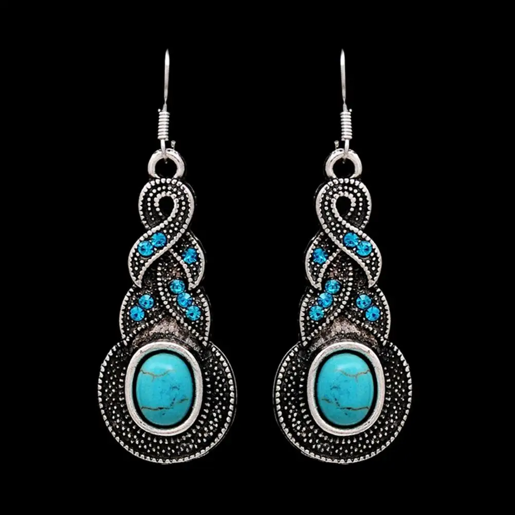 Винтажный богемный CZ натуральный камень зеленая бирюза подвески ожерелья серьги