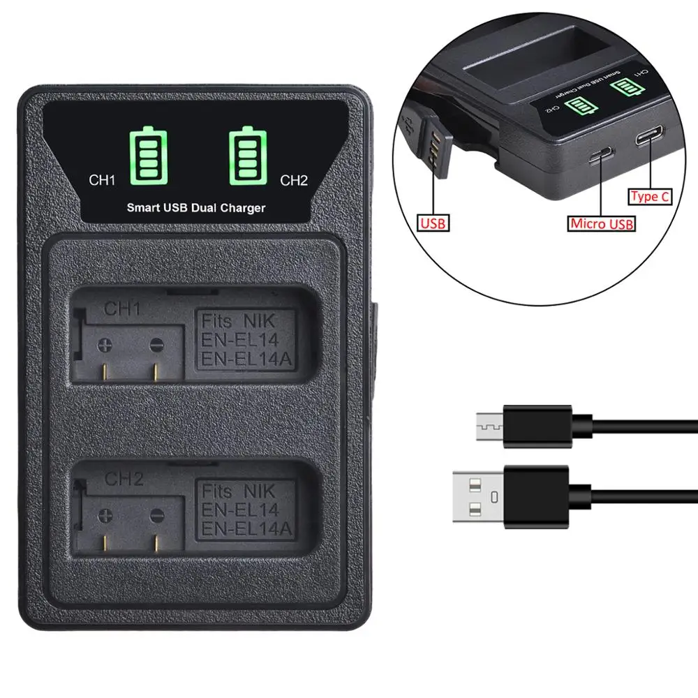 

EN-EL14 ENEL14 EN EL14 EL14a Battery Charger for Nikon Coolpix P7100 P7700 P7800 P7000 D3300 D3200 D3100 D5100 D5200 D5300 D5500