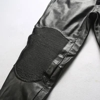 Spring Autumn New Biker Genuine Leather Pants Mens Patchwork Slim Fit Elastic Straight Casual Pants Quality Horse Skin Men Pants