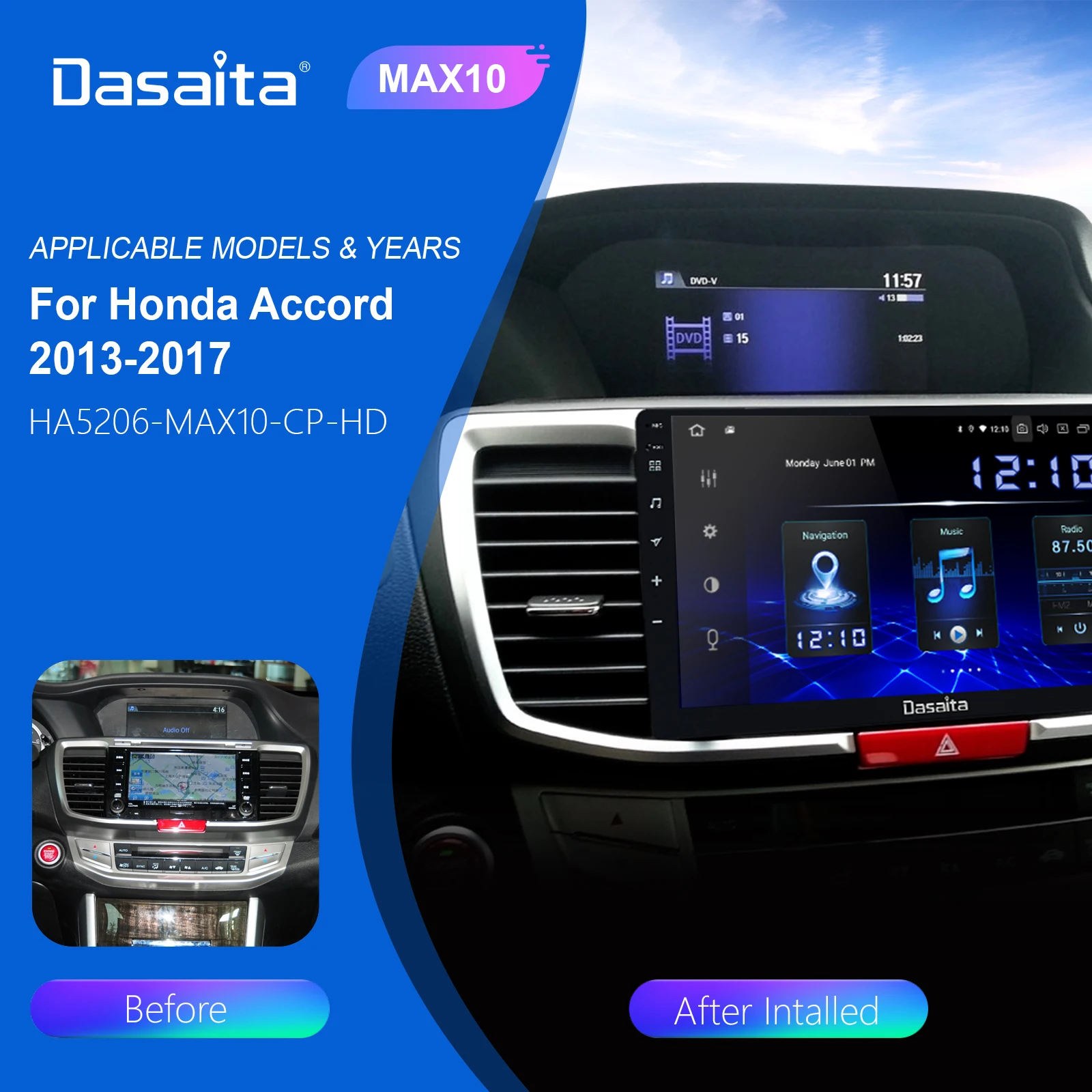 Dasaita автомобильный 1 Din TDA7850 10 2 &quotРадио Стерео Android 0 для Honda Accord GPS 2013 2014 2015 видео