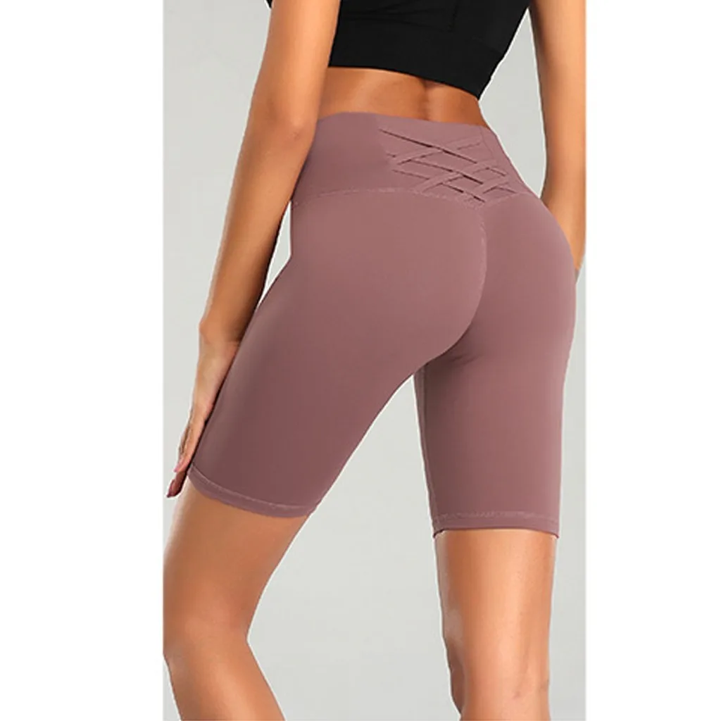 Женские короткие леггинсы для фитнеса с высокой талией спортивные штаны