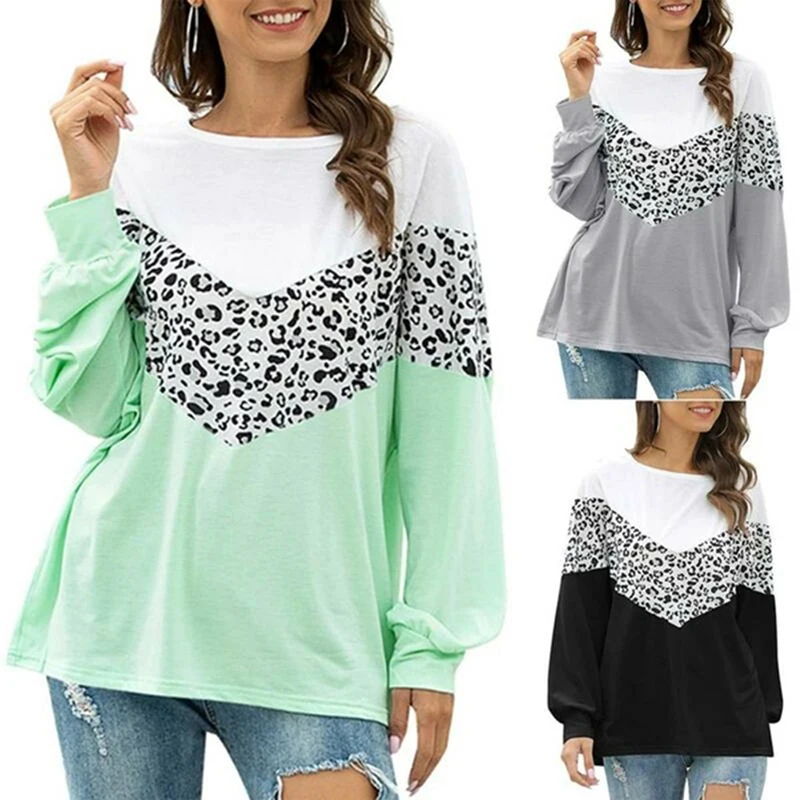 

Women Fashion Printed Leopard T-Shirt Ladies Casual Long Sleeve Top Women Quality Skin-Friendly T-Shirt For Female Plus Size
