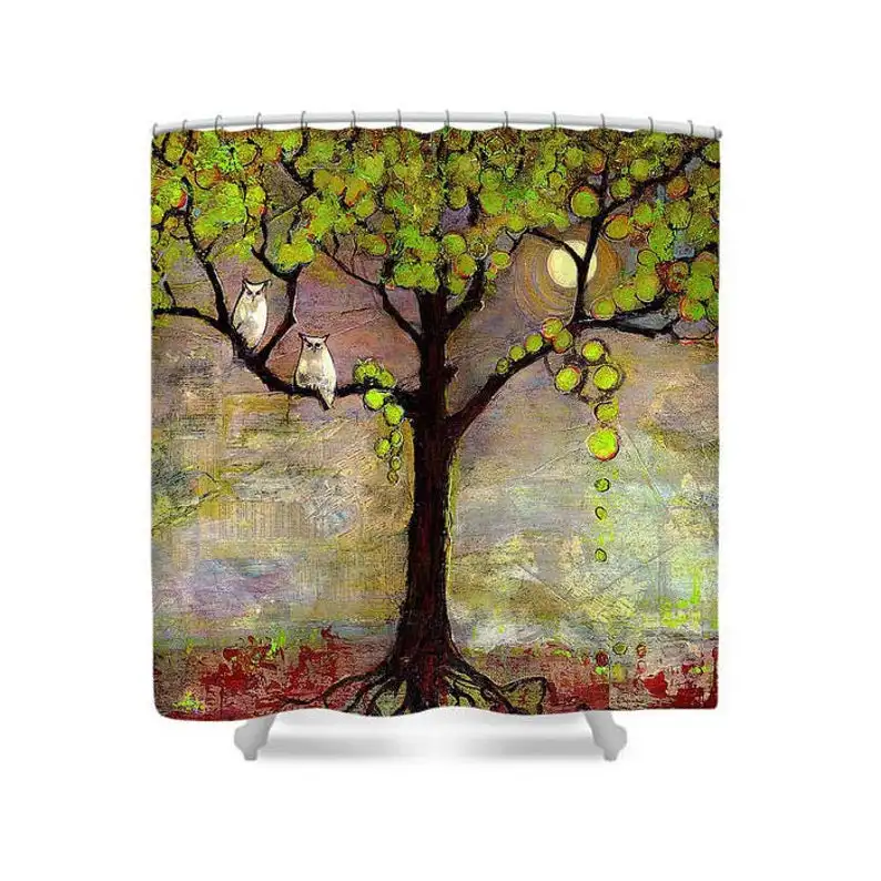 

Тканевая занавеска для ванной с совами