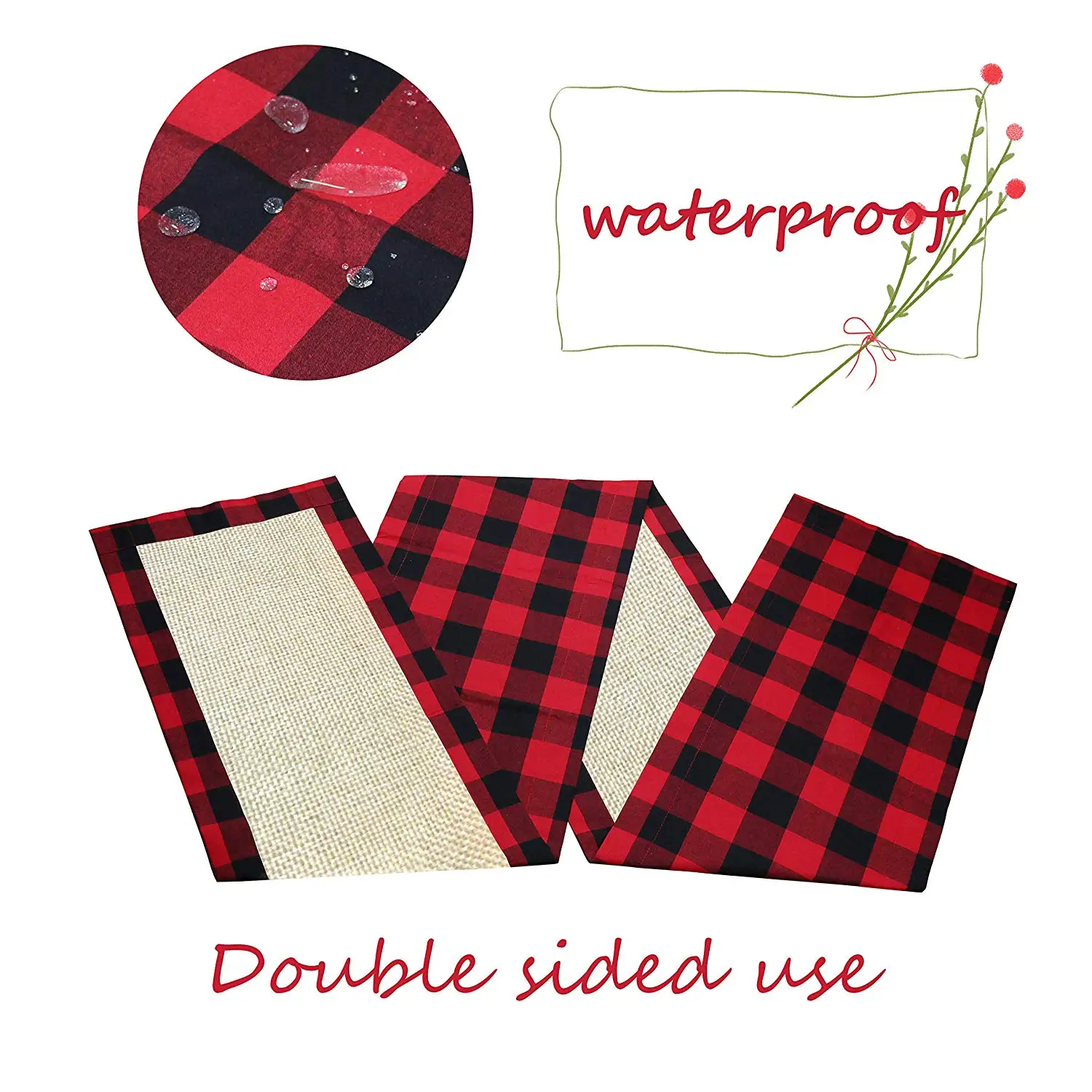 Хлопок мешковина буйвола плед настольная дорожка водонепроницаемый Реверсивный