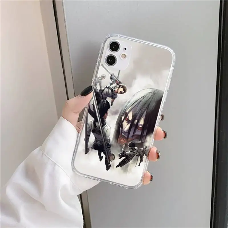 

Attack on Titan Phone Case Transparent for iPhone 11 12 mini pro XS MAX 8 7 6 6S Plus X 5S SE 2020 XR